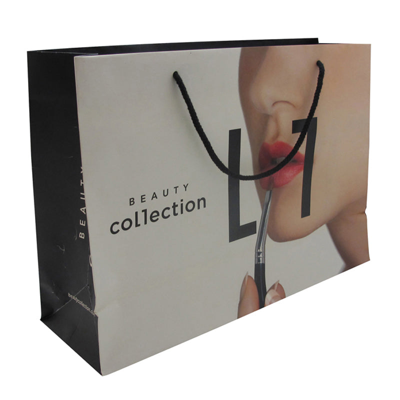 Customized varnished white cardboard bags