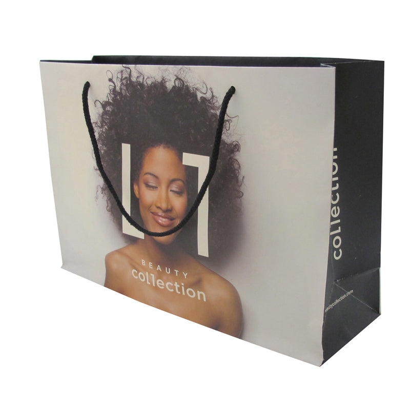 Customized varnished white cardboard bags