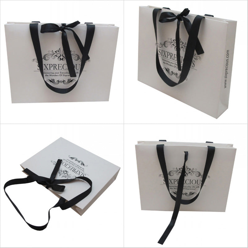 High-end gift paper bag with ribbon rope
