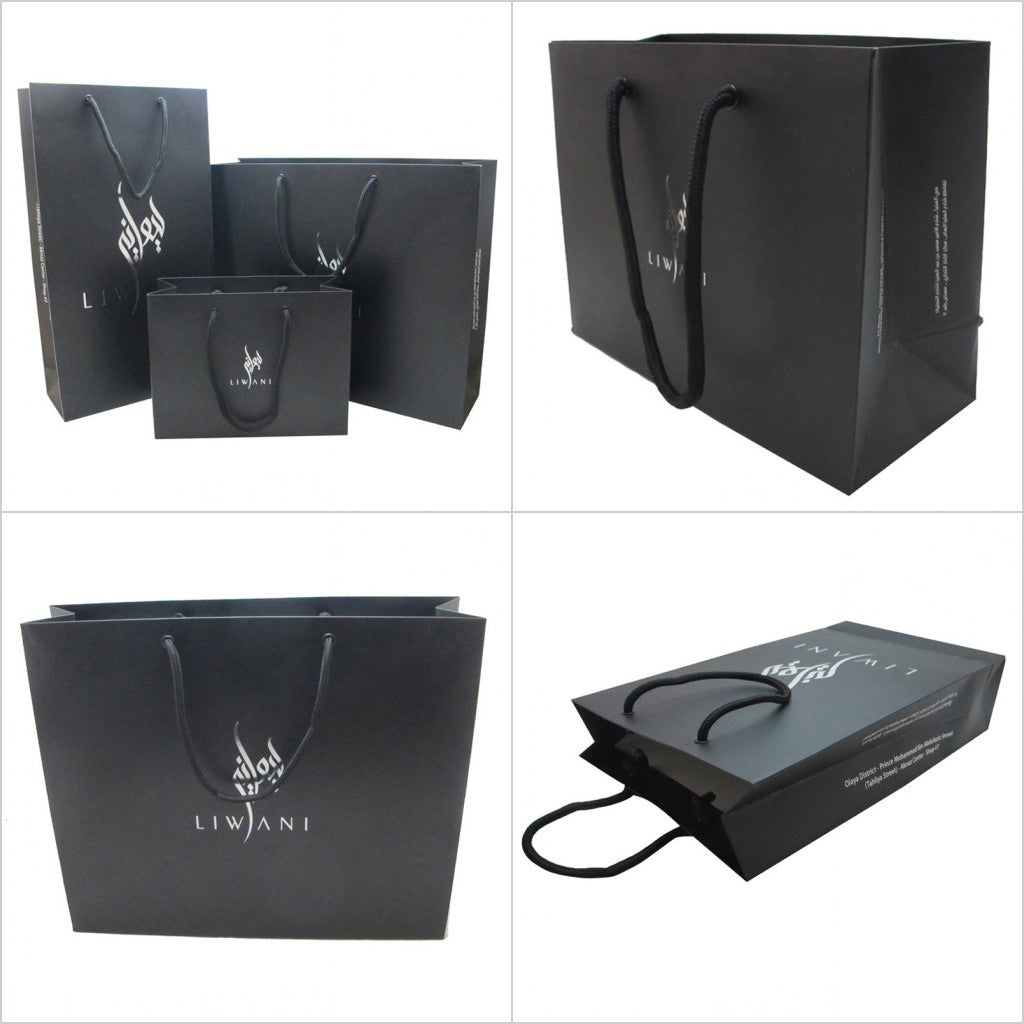 Customized 400gsm black cardboard bag