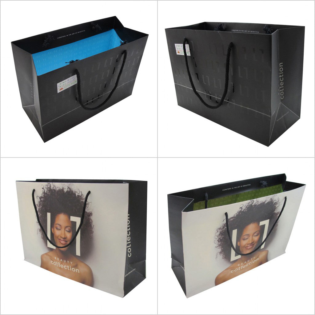Customized varnished white cardboard bags
