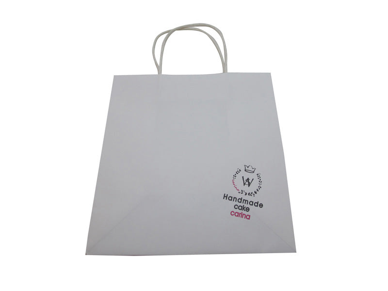 White kraft paper bag with handle
